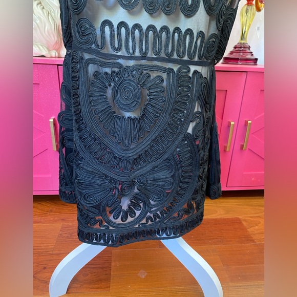 JS COLLECTIONS BLACK NUDE SOUTACHE MERMAID PARTY HOLIDAY GOWN MAXI SIZE 8 - Picture 2 of 9